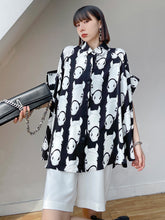 Retro Street Style Printed Irregular Blouse
